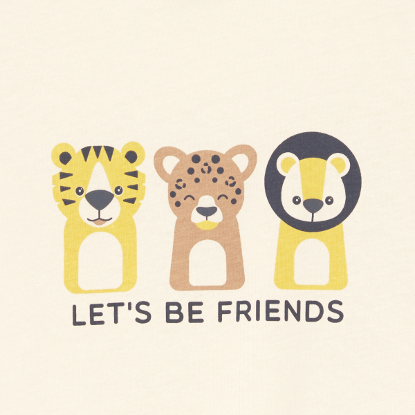 تي شيرت باللون الأبيض ومُزيَّن برسمة حيوانات، للفتيان الصغار